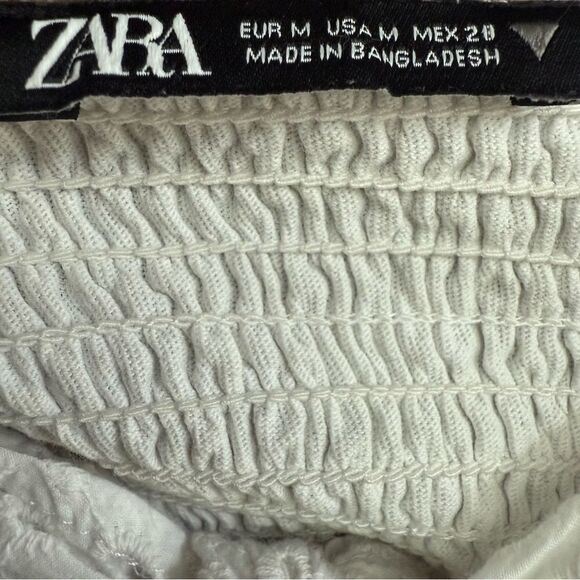 Zara White Eyelet Tie-Front Camisole Crop Top Preowned Chic Layering Top - Picture 4 of 5